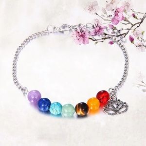 3/$30 Elegant Lotus Colorful 7 Chakra Yoga Bracelet